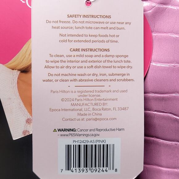 Paris Hilton Pink Faux Croc Zippered Insulated Lunch Bag Tote 12 X 10‎ X 5 NWT - Picture 5 of 11